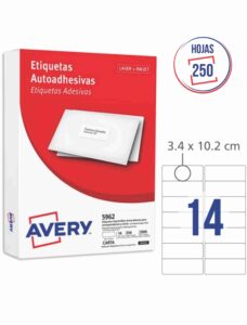 Código 5962 Avery Med. 101,6 x 33,8 MM