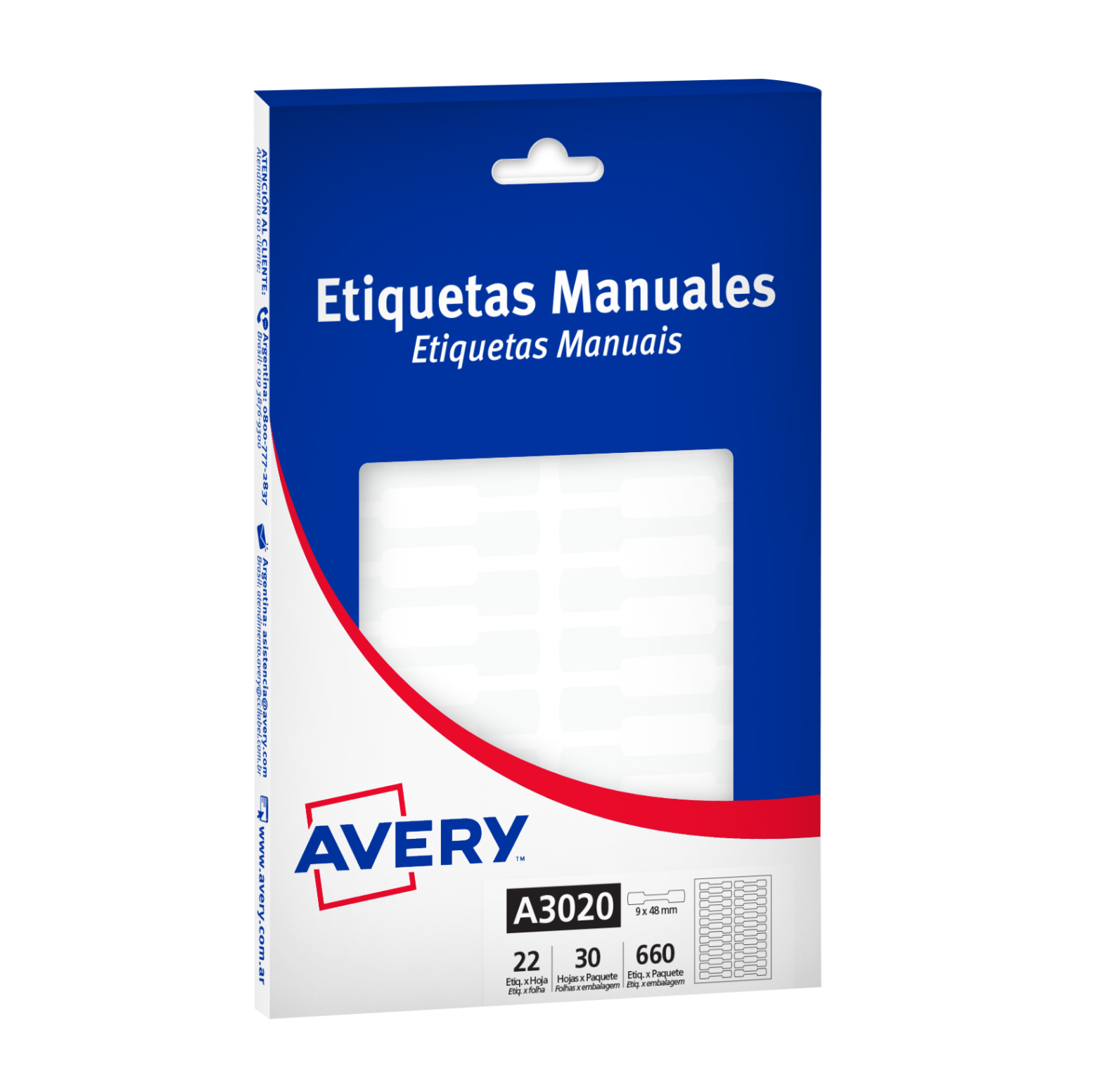 Código A3020 Avery Med. 48,0 x 9,0 MM