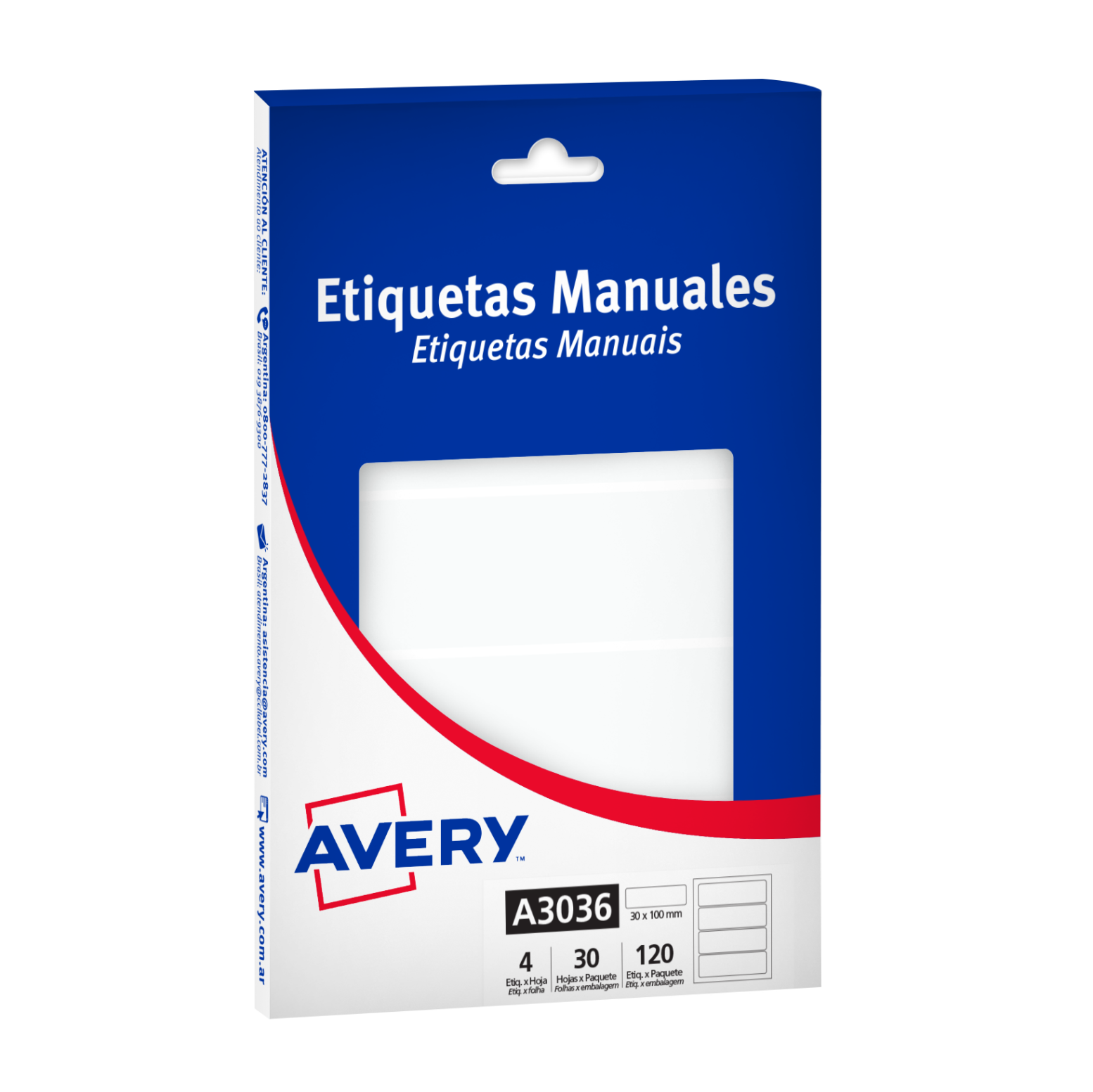 Código A3036 Avery Med. 100,0 x 30,0 MM