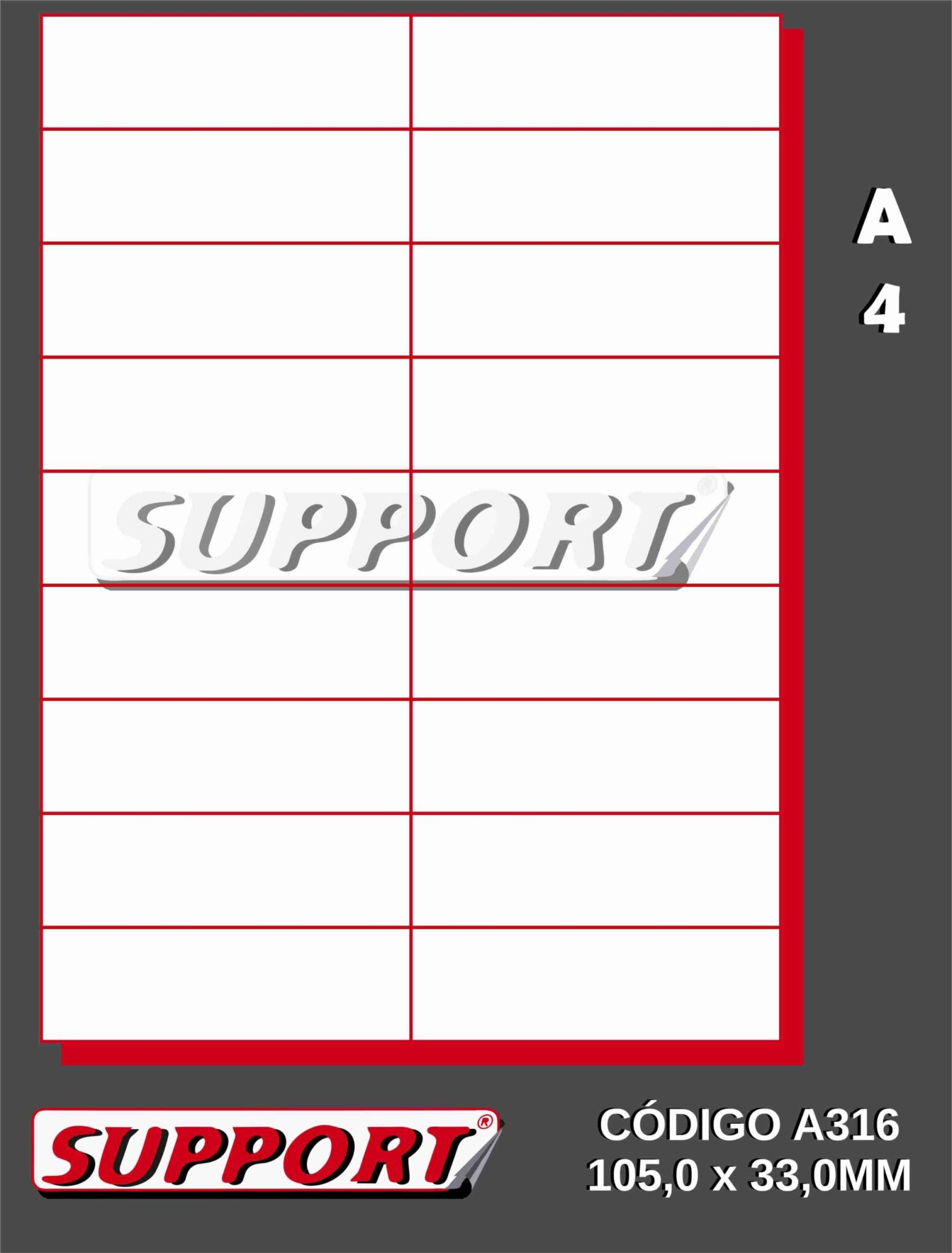 Código A316 Support Med. 105,0 x 33,0 MM